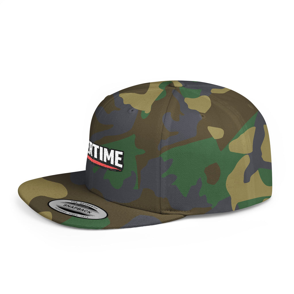 Overtime Flat Bill Snapback Hat — Embroidered Streetwear Cap