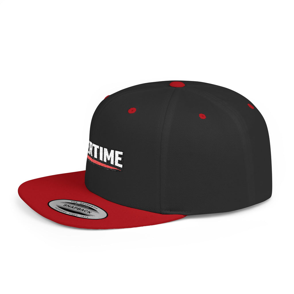 Overtime Flat Bill Snapback Hat — Embroidered Streetwear Cap