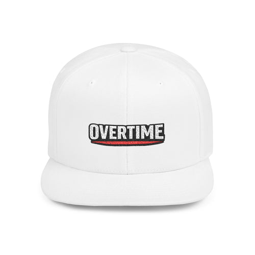 Overtime Flat Bill Snapback Hat — Embroidered Streetwear Cap