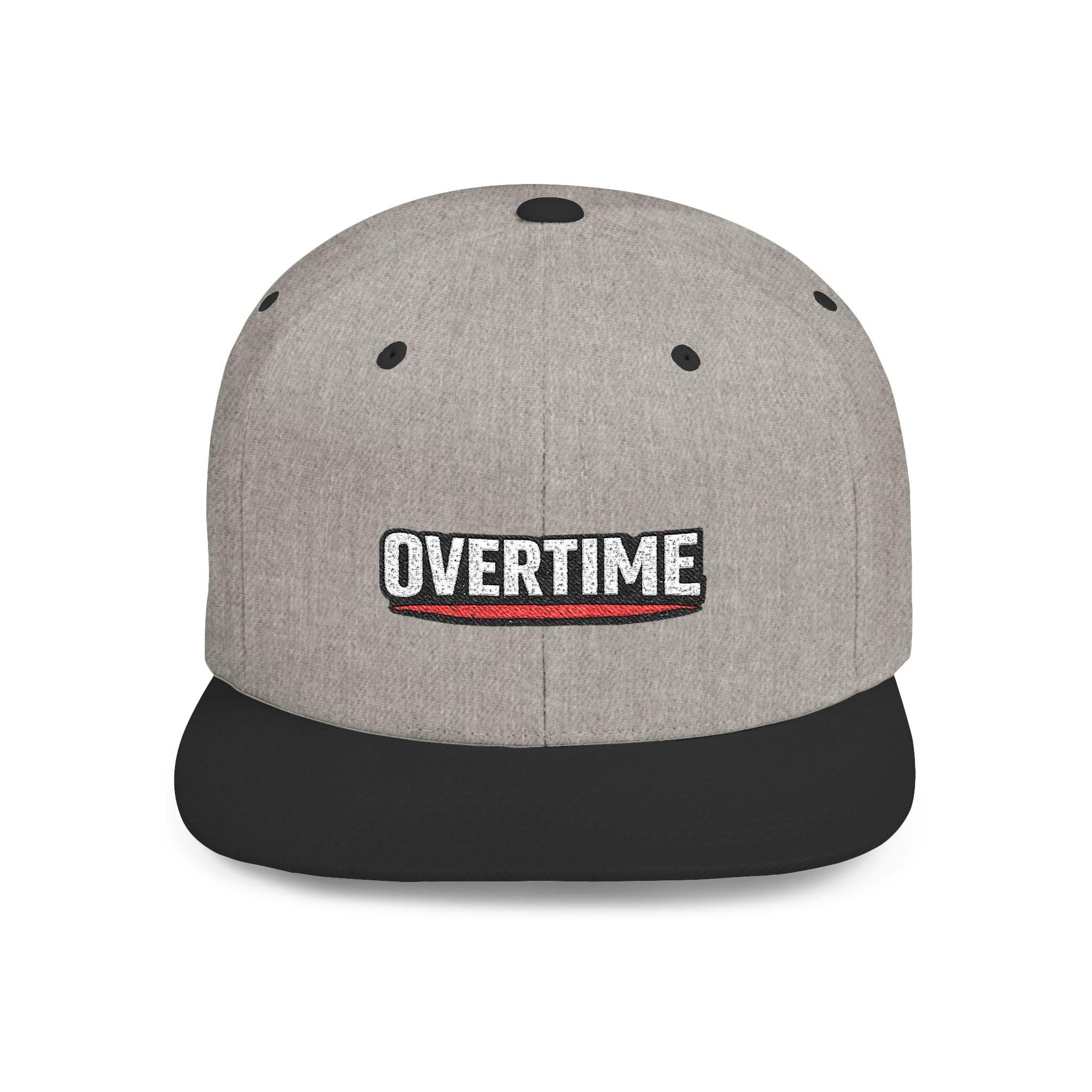 Overtime Flat Bill Snapback Hat — Embroidered Streetwear Cap